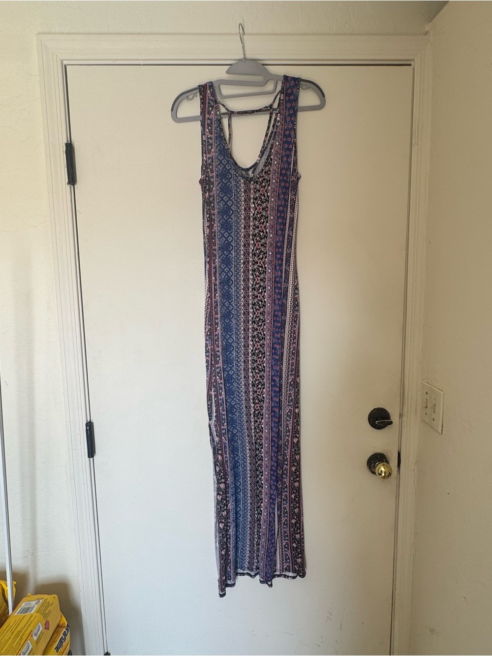 & Other Stories Blue and Pink Patterned Sleeveless Maxi Dress